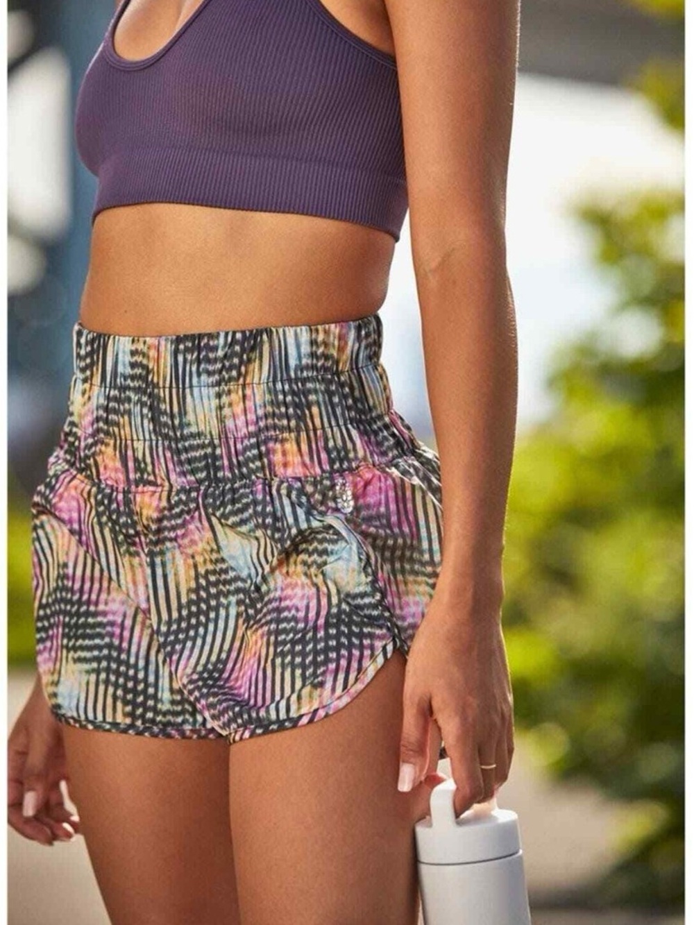 Free People FP Movement The Way Home Running Shorts Euphoria Print Mesh Pocket L